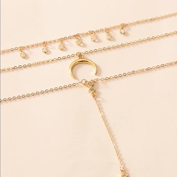 Gold Moon layered drop necklace - Picture 3 of 3